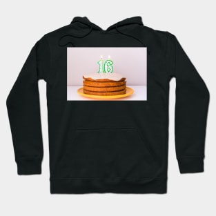 Sweet Sixteenth Birthday Polka Dot Candles on Birthday Cake Hoodie